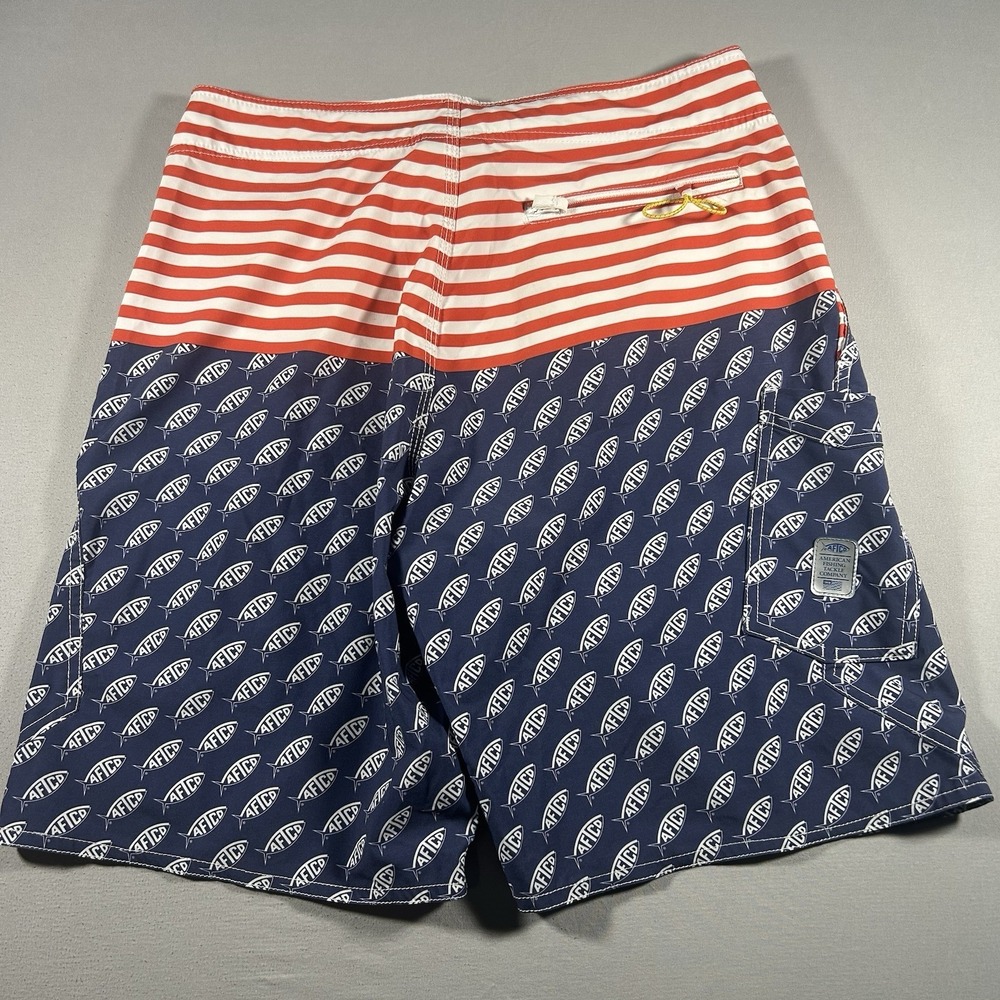 Mens AFTCO‎ Board Shorts 4th July USA Flag Red White Blue Swim Trunks 30 Summer - Picture 5 of 9